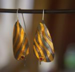 artisan bimetal-gold oxidized silver earrings-24k gold earrings -gold earrings-one of kind earring-artisan  earring-gold artisan -keum boo