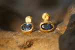 24k solid gold//blue sapphire studs//blue sapphire Earrings//gold stud earrings//2k gold earrings//sapphire earrings //24k gold earring