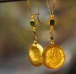 24k gold earrings//green diopside Earrings//Gold dangle earrings//gold long earrings//gold dangle earring//24k dangle earrings//gold dangle