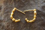 blue sapphire gold hoops, 24k solid gold earrings, hand made artisan gold hoops, small hoops gold with sapphire earrings, organic gold hoops