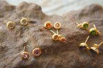 solid 24k gold//Blue zircon Studs//natural blue zircon gold Earrings//gold stud earrings//24k gold earrings//Blue gem gold stud//24k artisan