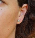 solid 24k gold//Blue zircon Studs//natural blue zircon gold Earrings//gold stud earrings//24k gold earrings//Blue gem gold stud//24k artisan