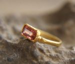 pink tourmaline ,blue sapphire ring, 24k gold ring, unique engagement earrings, 24k gold gem ring, gold tourmaline sapphire, 24k gold ring