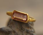 pink tourmaline ,blue sapphire ring, 24k gold ring, unique engagement earrings, 24k gold gem ring, gold tourmaline sapphire, 24k gold ring
