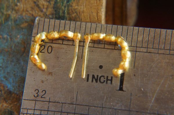 24k gold hoops, hand made artisan gold hoops. green garnet small hoops ,gold with green tzavorite earrings, nugget pebble 24k gold hoops