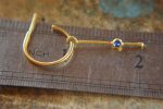 sapphire gold hoops, 22k solid gold, hand made artisan gold hoops. gold sapphire hoops, gold organic earrings, blue sapphire gold hoops