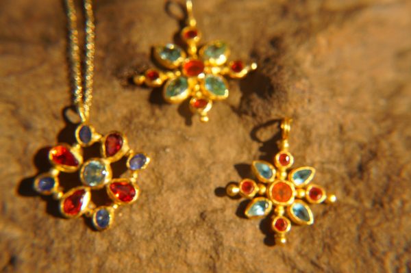 24k gold cross//gold mandala//gold artisan cross//sapphire cross pendant//gold cross pendant//24k gold pendant//mandala jewelry//24k mandala