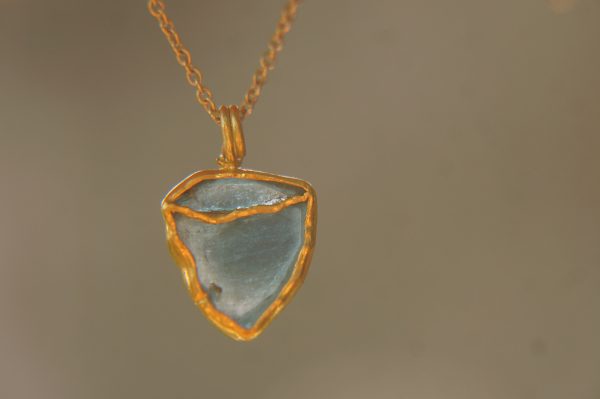 24k gold pendant//blue gold charm//gold tourmaline charm//blue gold charm//artisan gold pendant//blue watermelon pendant//24k gold charm