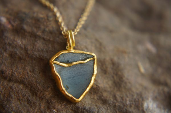24k gold pendant//blue gold charm//gold tourmaline charm//blue gold charm//artisan gold pendant//blue watermelon pendant//24k gold charm