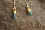 long threaders//24k gold green tourmaline crystal threaders earrings//gold green gem threaders earrings//unique artisan threader earrings