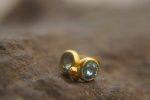 solid 24k gold//Blue zircon Studs//natural blue zircon gold Earrings//gold stud earrings//24k gold earrings//Blue gem gold stud//24k artisan