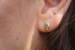 solid 24k gold//Blue zircon Studs//natural blue zircon gold Earrings//gold stud earrings//24k gold earrings//Blue gem gold stud//24k artisan