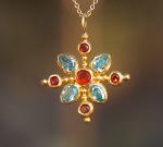 24k gold cross//gold mandala//gold artisan cross//sapphire cross pendant//gold cross pendant//24k gold pendant//mandala jewelry//24k mandala