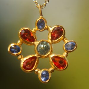 24k gold cross//gold mandala//gold artisan cross//sapphire cross pendant//gold cross pendant//24k gold pendant//mandala jewelry//24k mandala