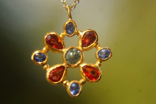 24k gold cross//gold mandala//gold artisan cross//sapphire cross pendant//gold cross pendant//24k gold pendant//mandala jewelry//24k mandala