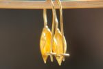 22k gold organic earrings//22k leaf dangle//Gold dangle earrings//short dangle earrings//gold leaf earrings//botanic dangle earrings