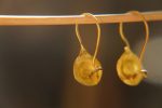 22k gold organic earrings//22k dome dangle//Gold dangle earrings//short dangle earrings//gold round earrings//botanic dangle earrings