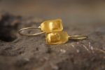 22k gold organic earrings//22k square dangle//Gold dangle earrings//short dangle earrings//gold rectangle earrings//artisan dangle earrings
