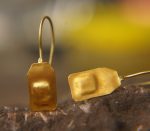 22k gold organic earrings//22k square dangle//Gold dangle earrings//short dangle earrings//gold rectangle earrings//artisan dangle earrings