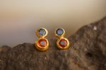 24k gold studs-red blue sapphire Earrings-Gold Studs- sapphire studs-24k gold earrings-blue sapphire earrings- 24k stud sapphire earring