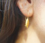 22k gold organic earrings//22k leaf dangle//Gold dangle earrings//short dangle earrings//gold leaf earrings//botanic dangle earrings