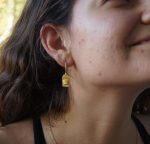 22k gold organic earrings//22k square dangle//Gold dangle earrings//short dangle earrings//gold rectangle earrings//artisan dangle earrings