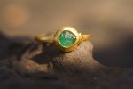 emerald gold ring//artisan emerald ring//emerald 24k gold ring//emerald engagement ring//24k gold ring//emerald gold ring//24k gold earring