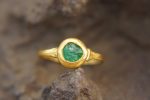 emerald gold ring//artisan emerald ring//emerald 24k gold ring//emerald engagement ring//24k gold ring//emerald gold ring//24k gold earring