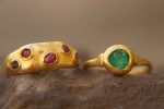 emerald gold ring//artisan emerald ring//emerald 24k gold ring//emerald engagement ring//24k gold ring//emerald gold ring//24k gold earring