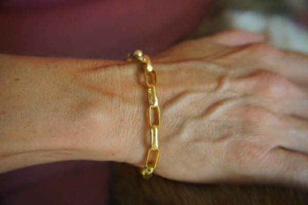 22k gold bracelet//gold link bracelet//22k chain bracelet//women gold bracelet//handmade link artisan bracelet//artisan gold 22k bracelet