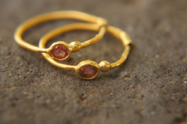 pink sapphire gold hoops 24k gold,24k handmade artisan gold hoops gold small hoops gold with pink sapphire,24k organic gold hoops pink gem