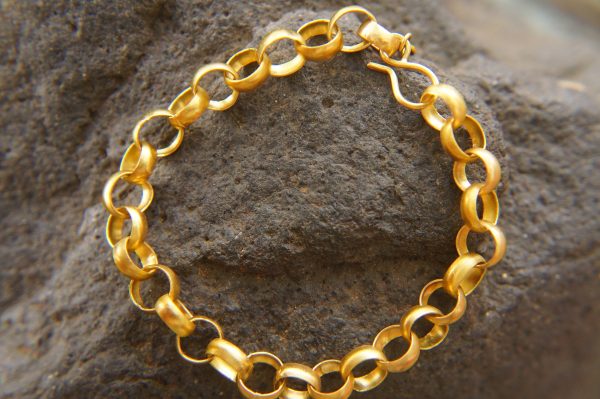 22k gold bracelet//gold link bracelet//22k chain bracelet//women gold bracelet//handmade link artisan bracelet//artisan gold 22k bracelet