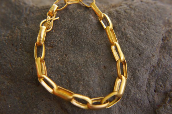 22k gold bracelet//gold link bracelet//22k chain bracelet//women gold bracelet//handmade link artisan bracelet//artisan gold 22k bracelet