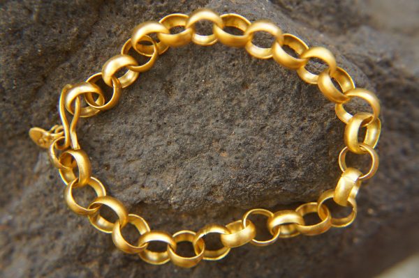 22k gold bracelet//gold link bracelet//22k chain bracelet//women gold bracelet//handmade link artisan bracelet//artisan gold 22k bracelet