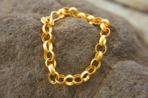 22k gold bracelet//gold link bracelet//22k chain bracelet//women gold bracelet//handmade link artisan bracelet//artisan gold 22k bracelet