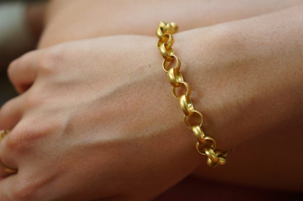 22k gold bracelet//gold link bracelet//22k chain bracelet//women gold bracelet//handmade link artisan bracelet//artisan gold 22k bracelet