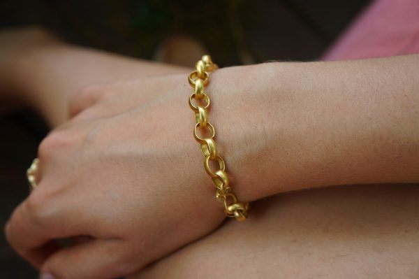 22k gold bracelet//gold link bracelet//22k chain bracelet//women gold bracelet//handmade link artisan bracelet//artisan gold 22k bracelet