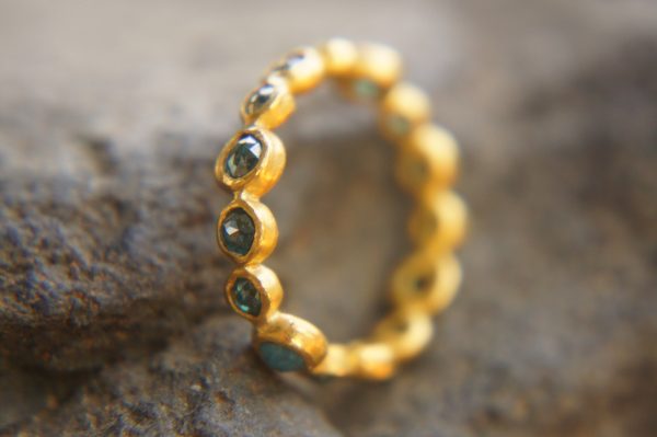 blue diamonds ring//24k gold diamonds ring//24k diamond engagement//24k gold engagement//artisan blue diamonds ring//boho engagement ring
