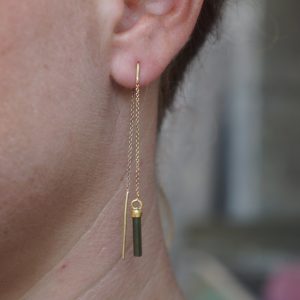 long threaders//24k gold green tourmaline crystal threaders earrings//gold green gem threaders earrings//unique artisan threader earrings