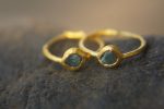 rough diamond gold hoop earring//gold hoop earring/24k gold jewelry//blue diamond hoop earring//artisan fine gold hoops//unique rustic hoop