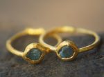rough diamond gold hoop earring//gold hoop earring/24k gold jewelry//blue diamond hoop earring//artisan fine gold hoops//unique rustic hoop