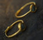 rough diamond gold hoop earring//gold hoop earring/24k gold jewelry//blue diamond hoop earring//artisan fine gold hoops//unique rustic hoop
