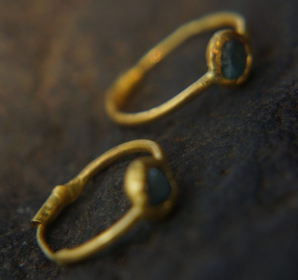 rough diamond gold hoop earring//gold hoop earring/24k gold jewelry//blue diamond hoop earring//artisan fine gold hoops//unique rustic hoop