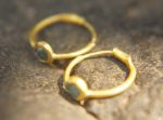 rough diamond gold hoop earring//gold hoop earring/24k gold jewelry//blue diamond hoop earring//artisan fine gold hoops//unique rustic hoop