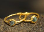 rough diamond gold hoop earring//gold hoop earring/24k gold jewelry//blue diamond hoop earring//artisan fine gold hoops//unique rustic hoop