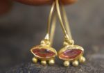24k gold Iolite earring//blue gold Earrings//Gold Dangle Iolite Earrings//dangle gold earrings//24k gold earrings//artisan organic