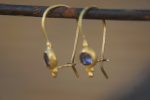 24k gold Iolite earring//blue gold Earrings//Gold Dangle Iolite Earrings//dangle gold earrings//24k gold earrings//artisan organic