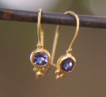 24k gold sapphire earring//blue sapphire Earrings//Gold Dangle blue sapphire //dangle gold earrings//24k gold earrings//artisan organic 24k