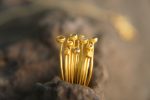 22k gold diamond stacking//gold diamond ring//handmade one of a kind//boho engagement ring//22k gold nugget ring//gold diamond stacking ring