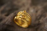 22k gold diamond stacking//gold diamond ring//handmade one of a kind//boho engagement ring//22k gold nugget ring//gold diamond stacking ring